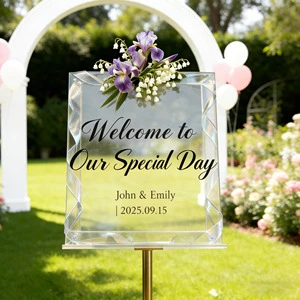 Customization Wedding Welcome Signs Transparency Floral Acrylic Wedding Sign for Reception Area