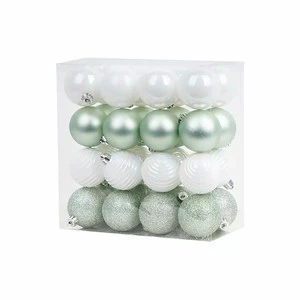 Jintai Premium Quality White and Light Green Mixed Color 5cm 32pcs Shatterproof Christmas Tree Hanging Decoration Ball Set