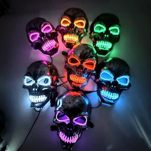 Horror Skull Head Mask Cosplay Skeleton Disguise Mask 10 Colors Luminous Mask Glowing in the Dark Night