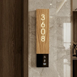 Custom Wood Style Door Number Plate Hotel Room Number Sign Illuminated Room Apartment House Number Sign Villa Entry Door Sign