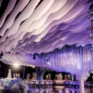Muwei Dynamic Flowing Tulle Curtain - Wind Chime Sheer Drape Romantic Wedding Ceiling Wall Background Decoration
