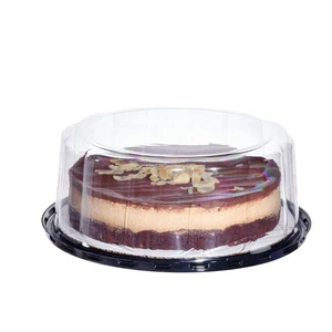 Luxury Disposable Custom 9 10 Inch Big Large Carrier Pastry Cakes Container Round Plastic Cake Packaging Box With Clear Lid