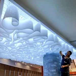 White French Textured Paper Flame-Retardant Ceiling Decoration Lighting Design Art Accessories