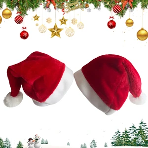 BSCI Factory Custom High Quality Eco-Friendly Christmas Decorations Santa Claus Red Fleece Sublimation Hat Collection Adults
