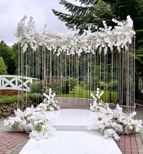 Wedding Arch Metal Frame Wedding Ceremony Party Stage Backdrop With Beads for Party Celebration Decoration