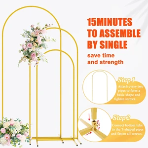 OEM Bulk Order Best 3 in 1 Round Iron Arch Wedding Arches Backdrop Stand for Outdoor Wedding