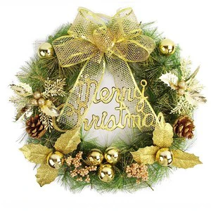 Wholesale Artificial Christmas Wreath Red Flower Pine Cone Garland Holiday Door Wall Home Decoration