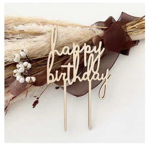 Wooden Forest Birthday Cake Decoration with Birthday Alphabet and Number Cake Top Decoration Photography Photo Props