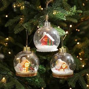 Led Glowing Christmas Ball Ornaments Clear Large Plastic Hanging Ball Decor Baubles With Stuffed Delicate Decorations