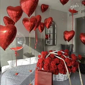 Wedding 18inch Solid Color Plain Heart Aluminum Foil Balloons Thick Anti-Break Decorations for Celebration Birthday Party