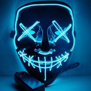 Halloween Neon Mask LED Light up Vendetta Anonymous Party Masks Horror Grimace Bloody EL Wire Masks