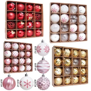 SHUANGYUAN New Arrival 16pcs Pack Christmas Tree Balls Handmade Plastic Christmas Ball Ornaments