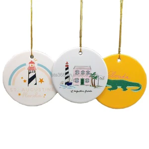 3 UV Printed Ceramic Ornament Round Shape Acrylic Christmas Tree Ball Ceramic Ornaments to Paint Ceramic Sublimation Ornaments