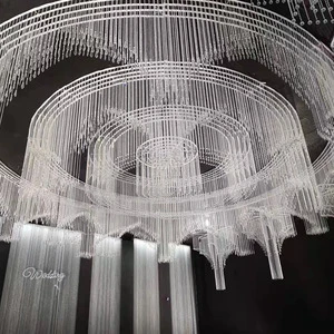 Wedding Ceiling Props Hanging Ceiling Acrylic Bead Curtain European Hotel Banquet Hall Stage Top Pendant Decorations