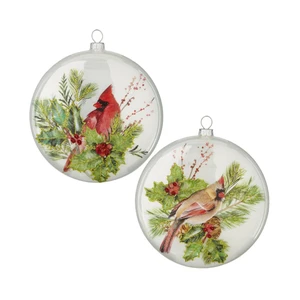 Wholesale Christmas Ornaments Festive Luxury Print Bird Balls Personalized Tree Pendant Decorative Christmas Glass Balls