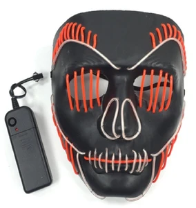Small Slit Mouth Frown Glowing Mask, EL Mask Halloween, LED Mask Scary Cosplay Party Mask