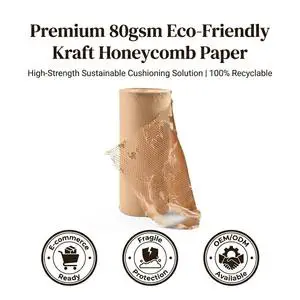 Eco-friendly Biodegradable Recyclable Single-Sided Kraft Honeycomb Paper Roll Protective Cushioning Wrapping Paper For Fragile