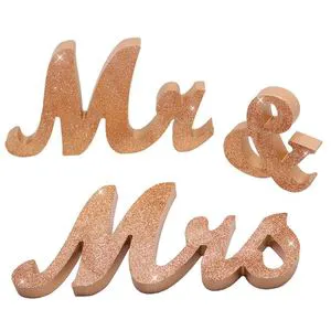 ACASA ARTO Gold Mr and Mrs Wedding Sign MDF Letters with Custom Logo and Modern Design for Wedding and Party Decor