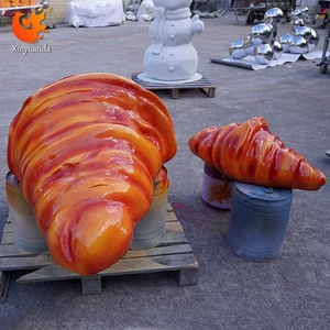 Large Croissant Fiberglass Sculpture, Mall Commercial Display Decor, Bakery Check-in Ornament