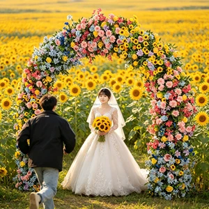 H81artificial flowers 2.4-meter U archway with romantic and vibrant, wedding stage decorations, outdoor wedding setups