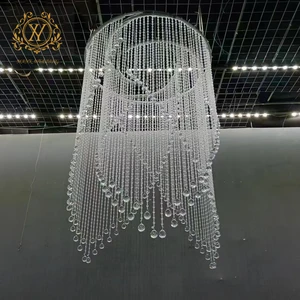 Luxury Hanging Decorative Wedding Ceiling Crystal Beaded Curtain for Wedding Party Hotel Backdrop Decoration