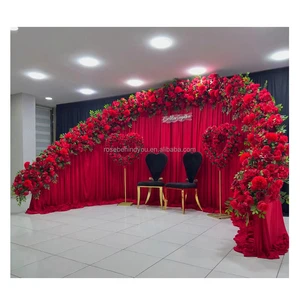 New 20ft White Gold Metal Artificial Floral Arch Wedding Arch for Party Event Stage Wedding Decoration