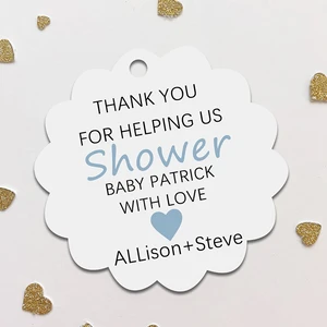 Bridal Shower Baby Show Favor Tags Personalized Wedding Customized Text Silk Screen Printed Special Shape Paper Hang Tags for