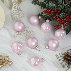Wholesale 8Cm Pink Glass Christmas Ball Ornaments Shiny Matte Mixed Finish Luxury Baubles Gift Set For Xmas Tree Holiday Decor
