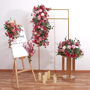 Cheap Modern New Arrival Wedding Decoration Backdrop Props Artificial Silk Floral Foam Flower Arch Wholesale