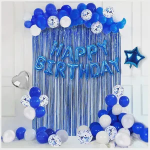 Party Decorations Set Happy Birthday Balloons Banner With Fringe Curtain Balloons Set