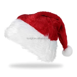 Classic Red White Eco-Friendly Polyester Plush Santa Claus Christmas Hat Thickened Fabric for Enhanced Warmth Party Decorations