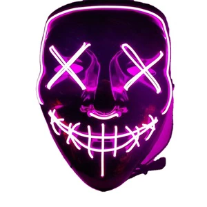 Led Light Luminous Mask Horror Grimace Bloody EL Wire Christmas Carnaval Party Club Bar DJ Glowing Full Face Mask