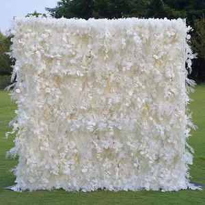 Factory Custom White Artificial Flower Wall Background Wall Roll Up Wedding Home Party Birthday Decor Artificial Flower Wall