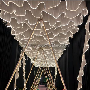 Wedding Party Supply Decoration White Hanging LED Light Ceiling Wedding Fabric Drapes for Wedding