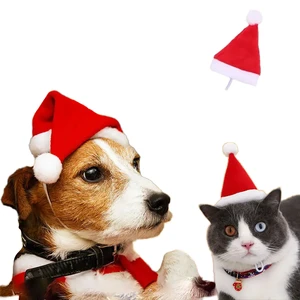 Customizable High Quality Mini Red Polyester Adjustable Chinese Style Soft Santa's Hat Dogs Christmas Pet Decoration Chunchen