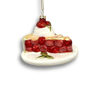 Strawberry Cake Glass Christmas Ornament Handmade Dessert Tree Decoration Custom Color OEM ODM BSCI Audited Factory