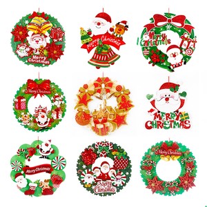 Christmas Decorations DIY Handmade Eco-Friendly Xmas Wreath Kit Plush Wreaths Pendant Set for Festival Decoration
