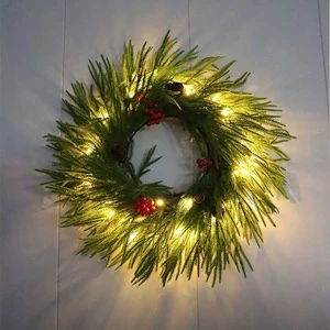 Cross-border Christmas PE Rattan 27m Wall Hanging AA Battery Powered Yellow Lighted Wreath Christmas Scene Arrangement