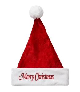 Merry Christmas Metallic Lurex Embroidered Velvet Unisex Adult Party Santa Hat 100% Polyester Christmas Gift