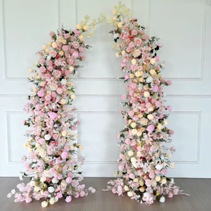 Wholesale King Rose Silk Wedding Flower Arch Arrangement 6-7ft Horn Shape for Wedding and Party Decor