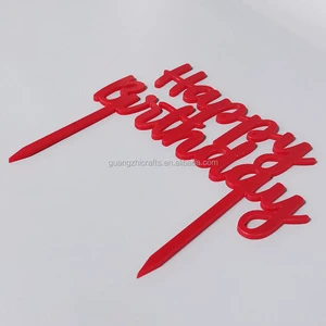 Custom Laser Cut Red Acrylic 'Happy Birthday' Cake Topper for Cake Decorating