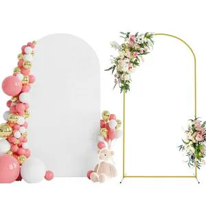 4ft/5ft/6ft/6.6ft/7.2ft Metal Wedding Arch with Cover for Backdrop Stand Decoration for Birthday Parties and Ceremonies