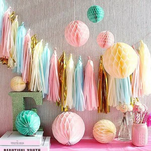 14inch Rainbow Color Tissue Paper Tassel Garland for Christmas Wedding Birthday Party Decorations
