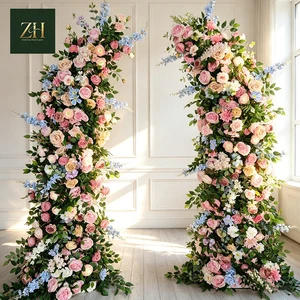 Wedding Decoration Artificial Plant And Flower Arch Background Elegant Wedding Horn Arch Flower Backdrop