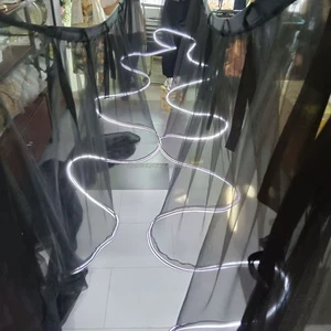 S-shaped Silk Ceiling Curtain Led Light Drapes with Light Strip for Wedding Ceiling Decoration