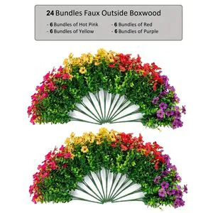 24 Pack Realistic Plastic Artificial Christmas Flowers Maintenance-Free Holiday Decor for Tree Ornaments for Holiday