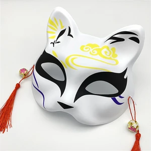 Halloween Hand - Painted Bell Cat Anime Fox Adult Half - Face Mask White Ancient - Style Masquerade Party Eye Mask