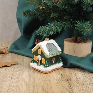 Factory Direct Mini Snow Covered Christmas Cabin Ornament Winter Snow House Xmas Tree Pendant Home Holiday Warm Decor Gift
