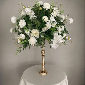 Top Sale Green Leaf White Silk Rose Flower Arch Artificial Flower Wedding Arch for Event Outdoor Decor