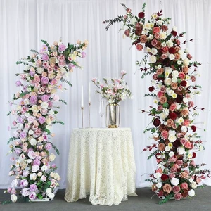 Artificial Floral Horn Wedding Arch Backdrop Stand Arrangement Wedding Decorative Wedding Stage Background Flower Gate